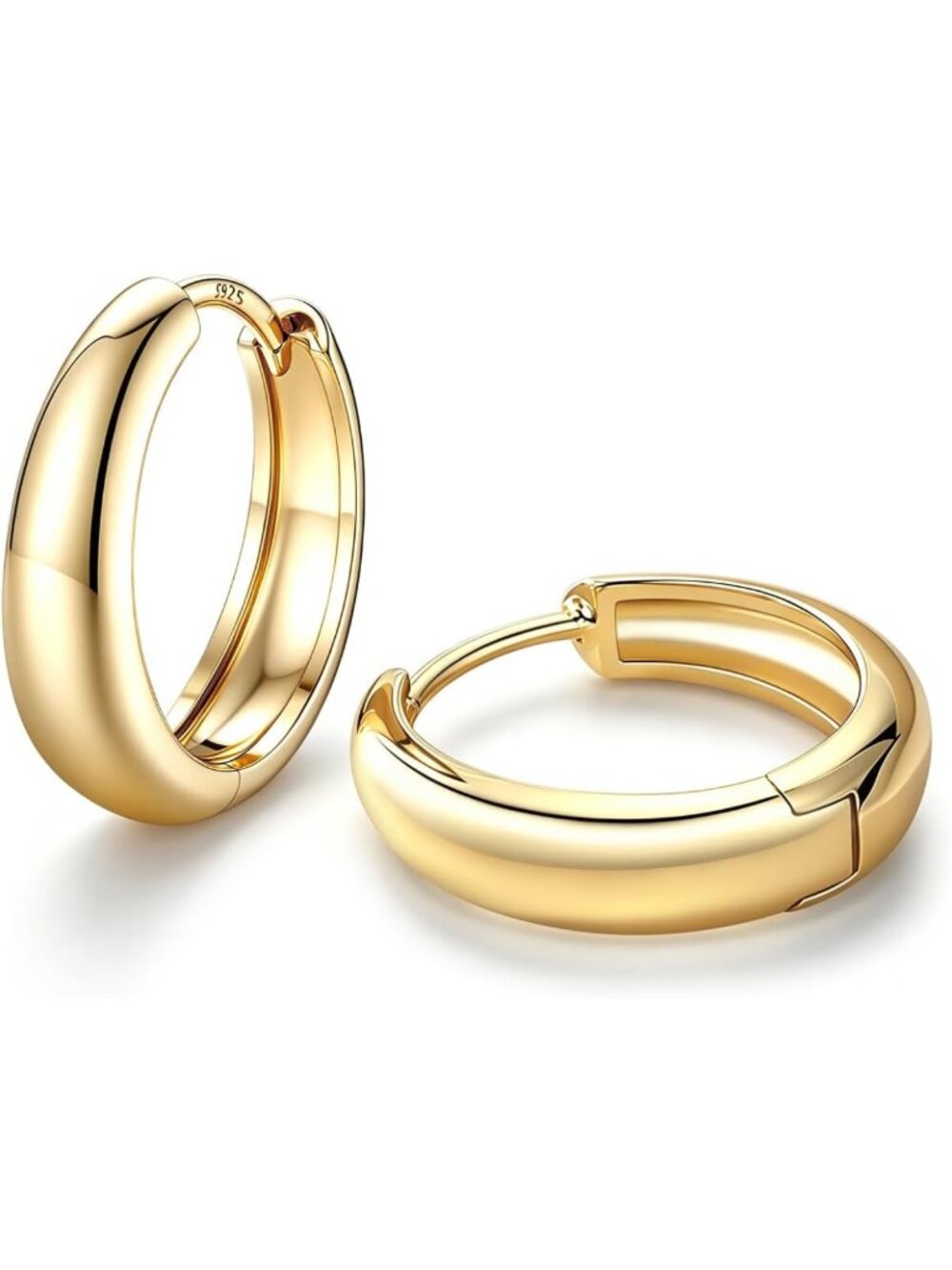 Chunky Gold Plated Huggie Hoop Earrings for Women | Small Elegant Hoops